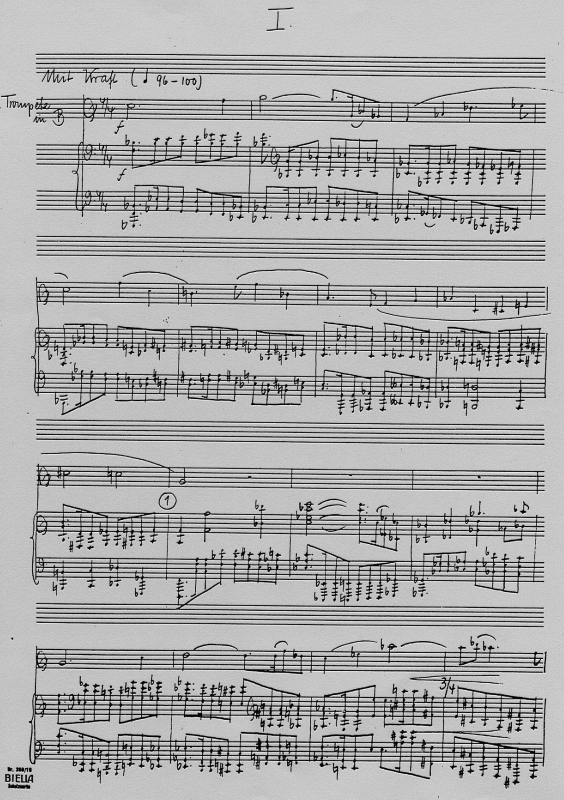 Hindemith Trumpet Sonata-page one (composer's handwritten manuscript)